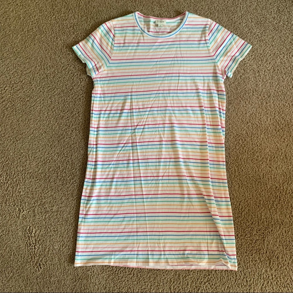 Women’s J. Crew Rainbow T Shirt Dress Size Small